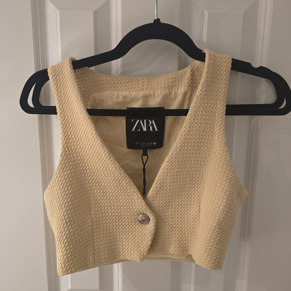 Zara Beige Textured Tank Top